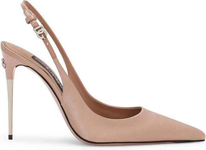 Dolce & Gabbana 105 mm leren slingback pumps Beige