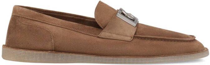 Dolce & Gabbana Loafers met logoplakkaat Bruin