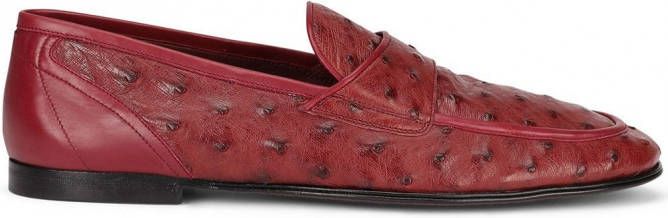 Dolce & Gabbana Leren slippers met textuur Rood