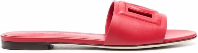 Dolce & Gabbana DG Logo leren slippers Rood