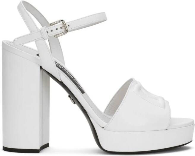Dolce & Gabbana logo-embroidered platform sandals Wit