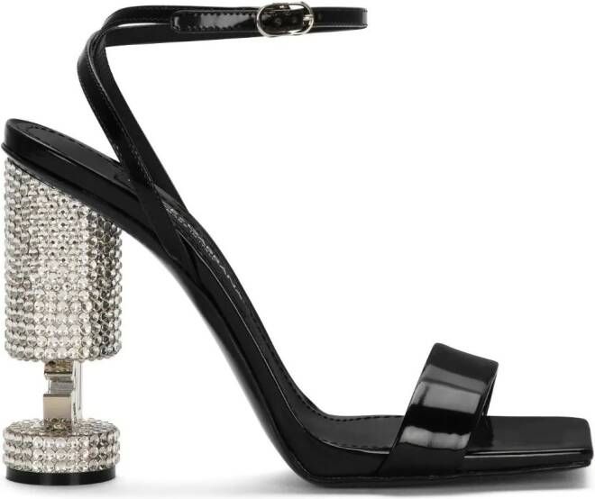 Dolce & Gabbana logo-lettering crystal-embellished sandals Zwart