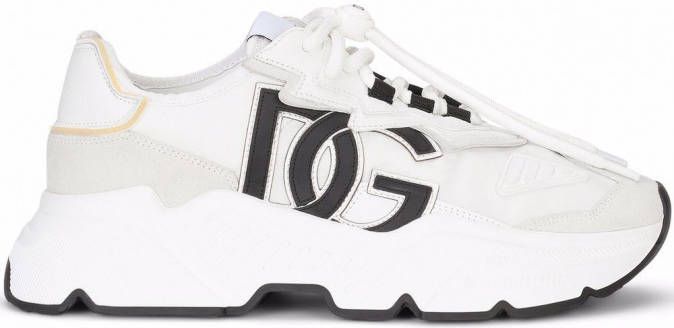 Dolce & Gabbana Sneakers met logopatch dames kalfsleer katoen Viscose rubber Spandex Elastane polyamide leer 35 5 Wit