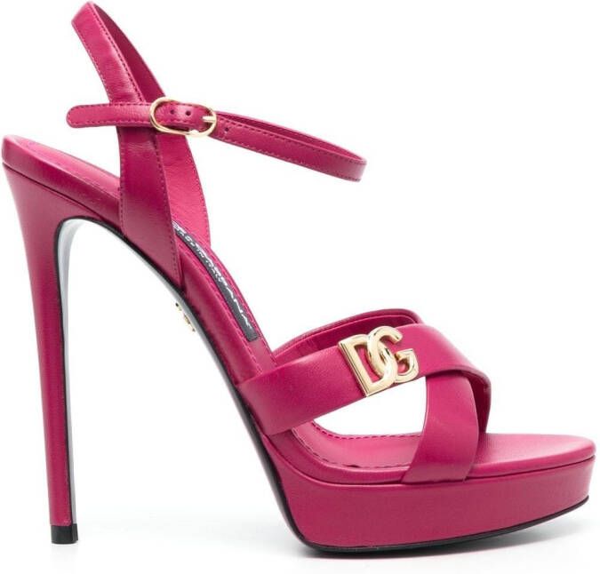 Dolce & Gabbana Sandalen met logoplakkaat Roze