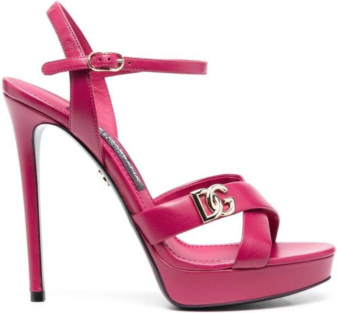 Dolce & Gabbana Sandalen met logoplakkaat Roze