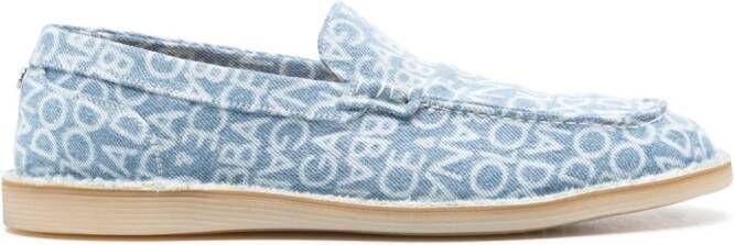 Dolce & Gabbana logo-print denim loafers Blauw