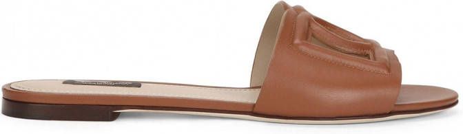 Dolce & Gabbana DG Millennials leren slippers Bruin
