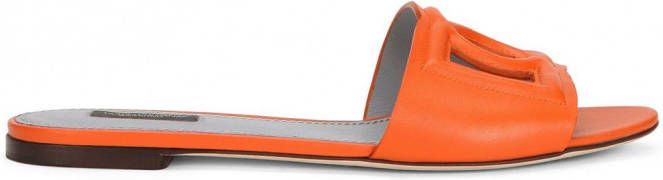 Dolce & Gabbana DG Millennials leren slippers Oranje