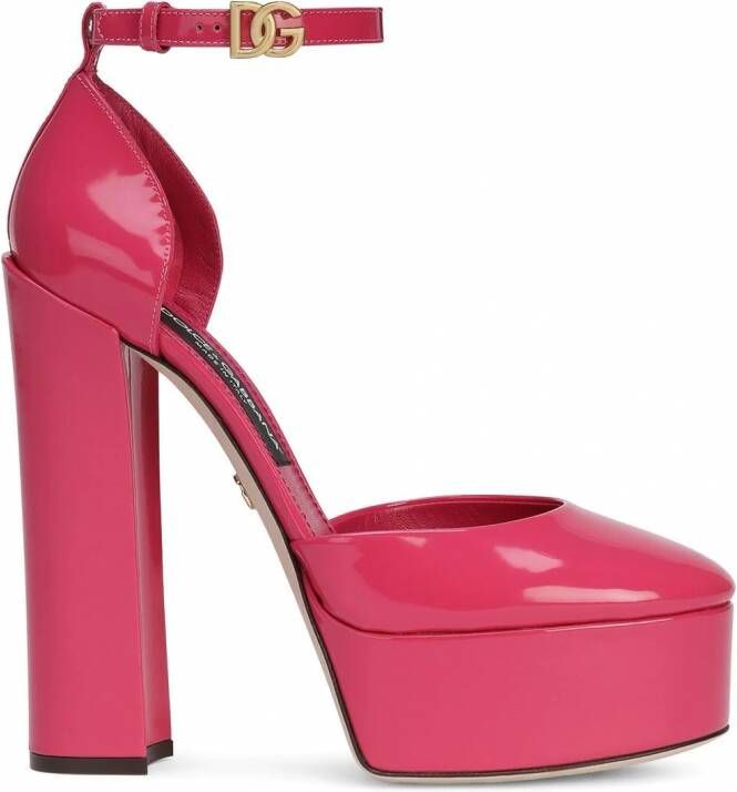 Dolce & Gabbana 145mm lakleren pumps met plateauzool Roze