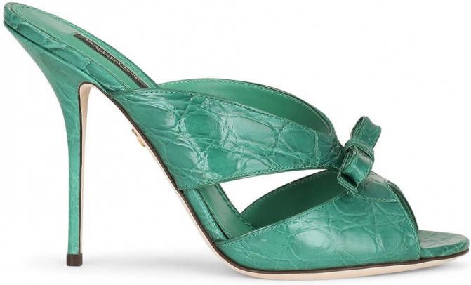 Dolce & Gabbana 105 mm leren sandalen met strikdetail Groen