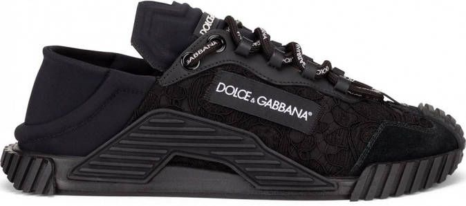 Dolce & Gabbana NS1 low top sneakers dames pvc kalfsleer katoen nylon Acrylic rayon Stof rubber 35 5 Zwart