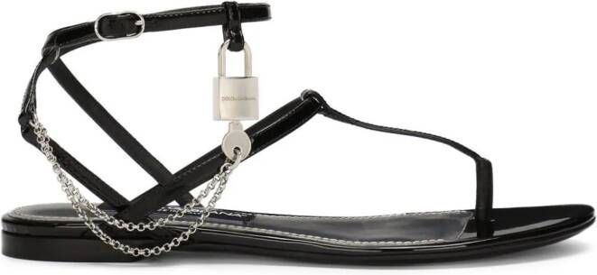 Dolce & Gabbana Padlock lakleren sandalen Zwart