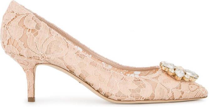 Dolce & Gabbana Pink Bellucci Crystal 70 Lace pumps Beige