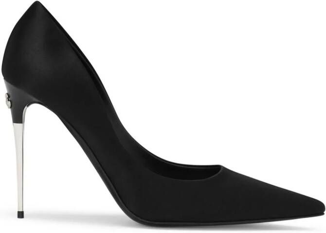 Dolce & Gabbana 105 mm leren pumps met puntige neus Zwart