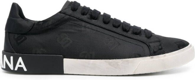 Dolce & Gabbana Portofino sneakers met jacquard Zwart