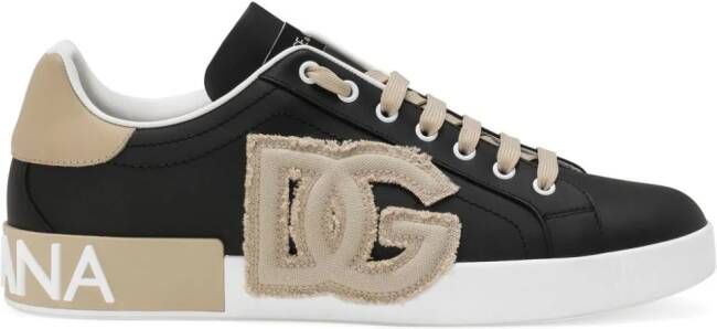 Dolce & Gabbana Portofino leren sneakers Zwart