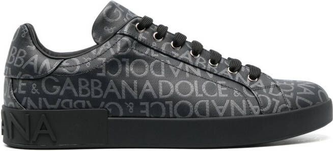 Dolce & Gabbana Portofino sneakers met jacquard Zwart