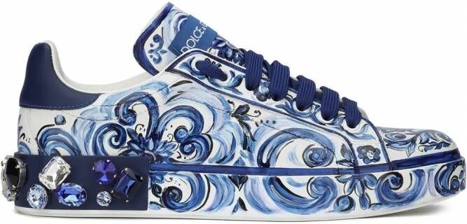 Dolce & Gabbana Portofino leren sneakers Blauw