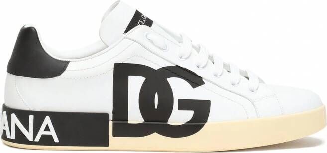 Dolce & Gabbana Portofino leren sneakers met logoprint Wit