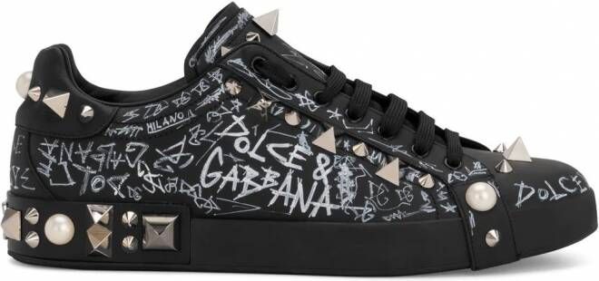 Dolce & Gabbana Portofino sneakers verfraaid met studs Zwart
