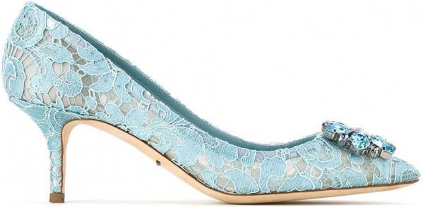 Dolce & Gabbana pumps in Taormina-kant met kristallen Blauw