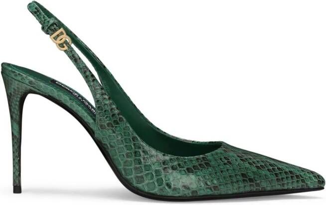 Dolce & Gabbana Pumps met slangenleer-effect Groen