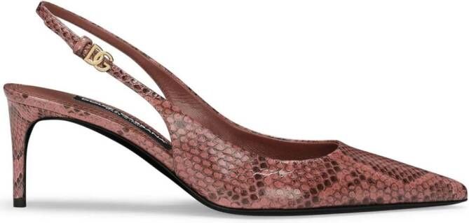 Dolce & Gabbana Pumps met slangenleer-effect Roze