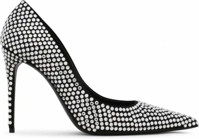 Dolce & Gabbana 105mm Satijnen pumps verfraaid met stras Zwart