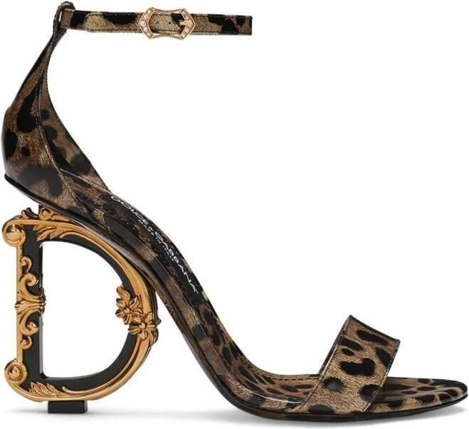 Dolce & Gabbana Sandalen met bewerkte hak Bruin