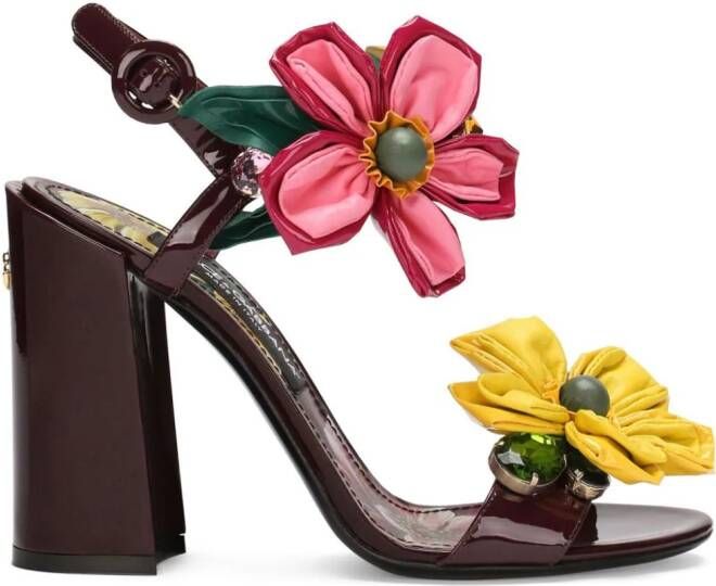 Dolce & Gabbana Sandalen met bloemapplicatie en enkelbandje Rood