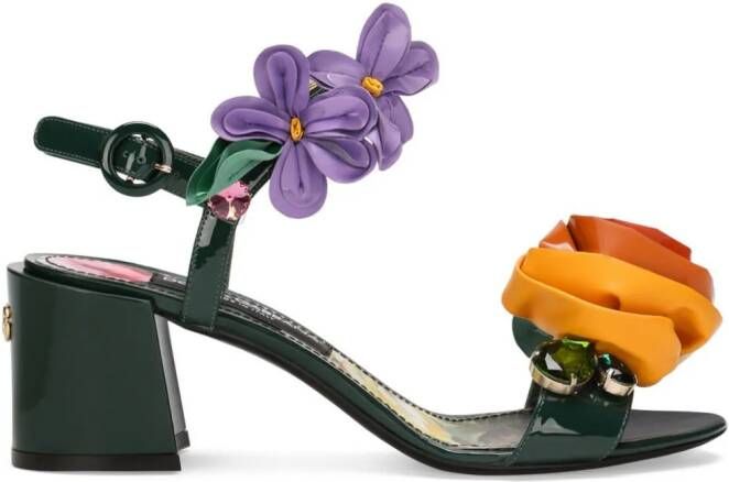Dolce & Gabbana Sandalen met bloemenpatch Groen