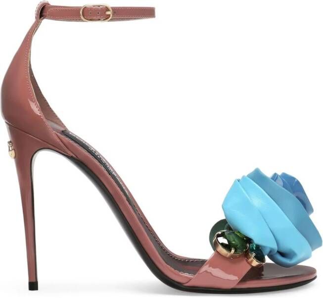 Dolce & Gabbana 105 mm Keira sandalen met bloemaplicatie Roze
