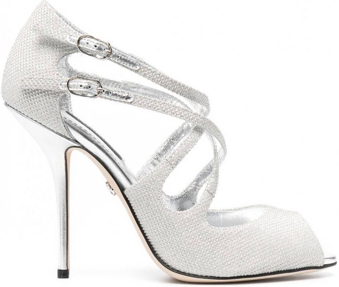 Dolce & Gabbana Sandalen met gekruiste bandjes Zilver