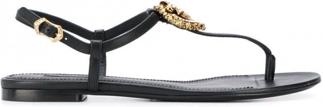 Dolce & Gabbana Sandalen met logoplakkaat Zwart