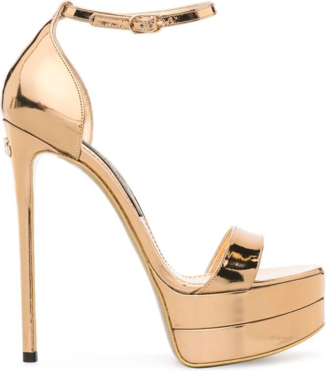 Dolce & Gabbana Keira 145 mm leren sandalen Goud