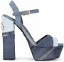 Dolce & Gabbana 145mm sandalen met plateauzool en denim patchwork Blauw - Thumbnail 1