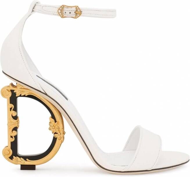 Dolce & Gabbana Baroque DG leren 105mm sandalen Wit