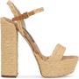 Dolce & Gabbana 145mm Raffia sandalen met plateauzool Beige - Thumbnail 1