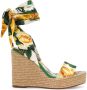 Dolce & Gabbana Sandalen met sleehak en bloemenprint Groen - Thumbnail 1