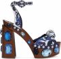 Dolce & Gabbana 90mm sandalen met sleehak en print Blauw - Thumbnail 1