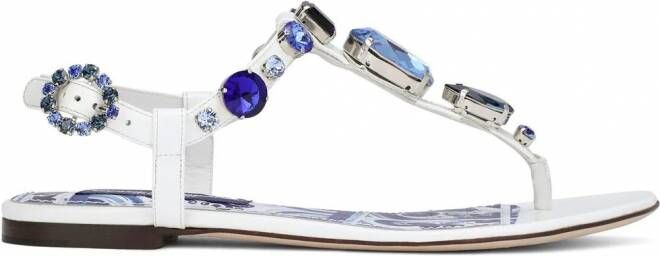 Dolce & Gabbana Lakleren sandalen met sieraden Wit