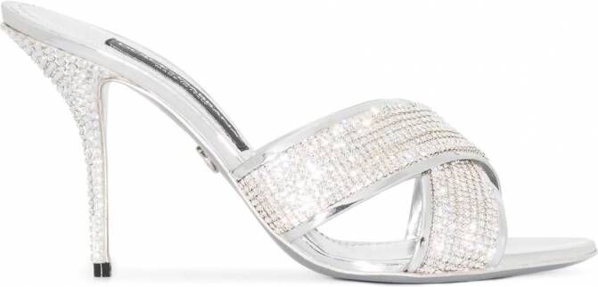 Dolce & Gabbana Muiltjes verfraaid met kristallen Zilver