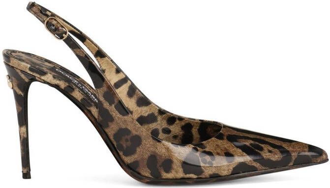 Dolce & Gabbana KIM DOLCE&GABBANA slingback pumps met luipaardprint Bruin