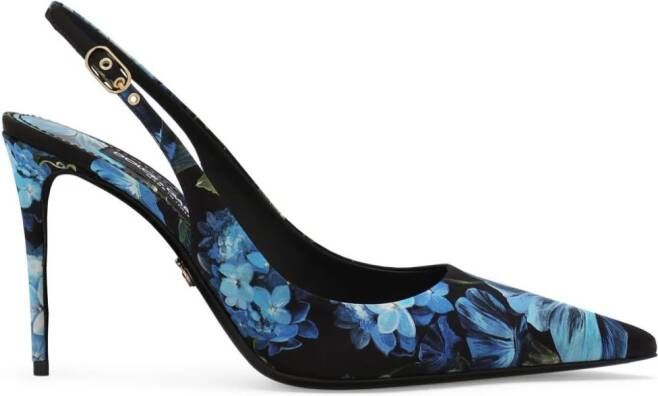 Dolce & Gabbana Slingback pumps met bloemenprint Blauw