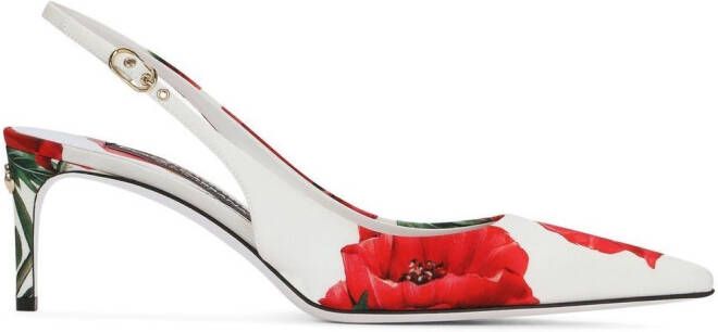 Dolce & Gabbana Slingback pumps met bloemenprint Wit