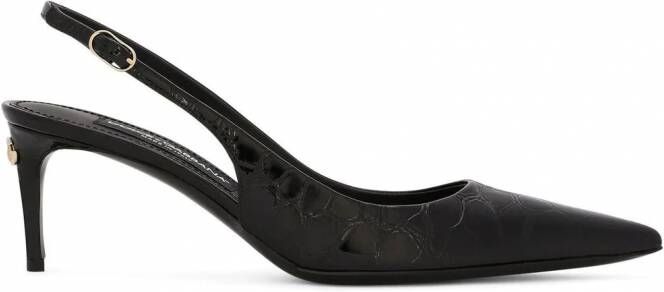 Dolce & Gabbana Slingback pumps met krokodillenleer-reliëf Zwart