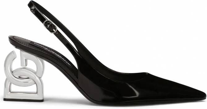Dolce & Gabbana 3.5 lakleren slingbacks pumps Zwart