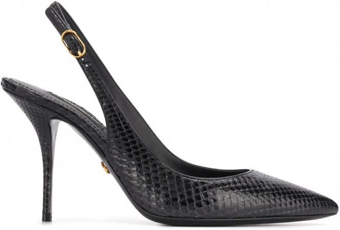 Dolce & Gabbana Slingback pumps met slangenleer-effect Zwart