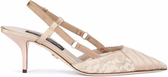 Dolce & Gabbana Satijnen slingback pumps Beige