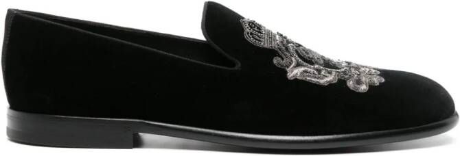Dolce & Gabbana Slippers met geborduurd logo Zwart